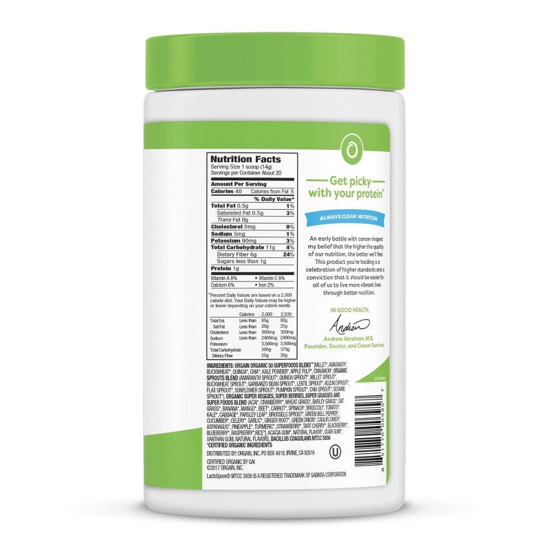 Orgain Organic Vegan Superfood Powder - Original - 9.92oz