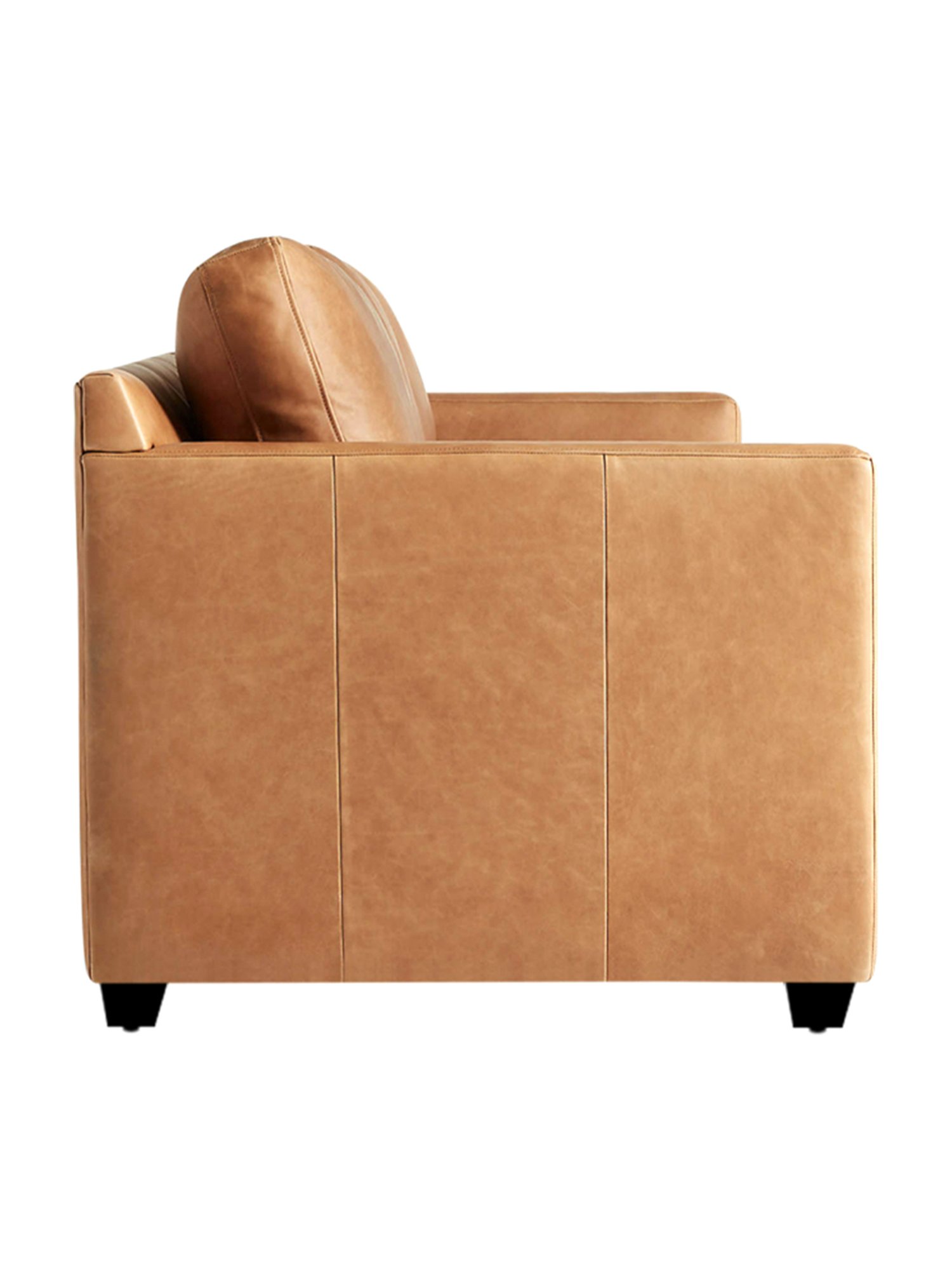 Trevi Olive Orange Leather & Neem Wood 1 Seater Sofa