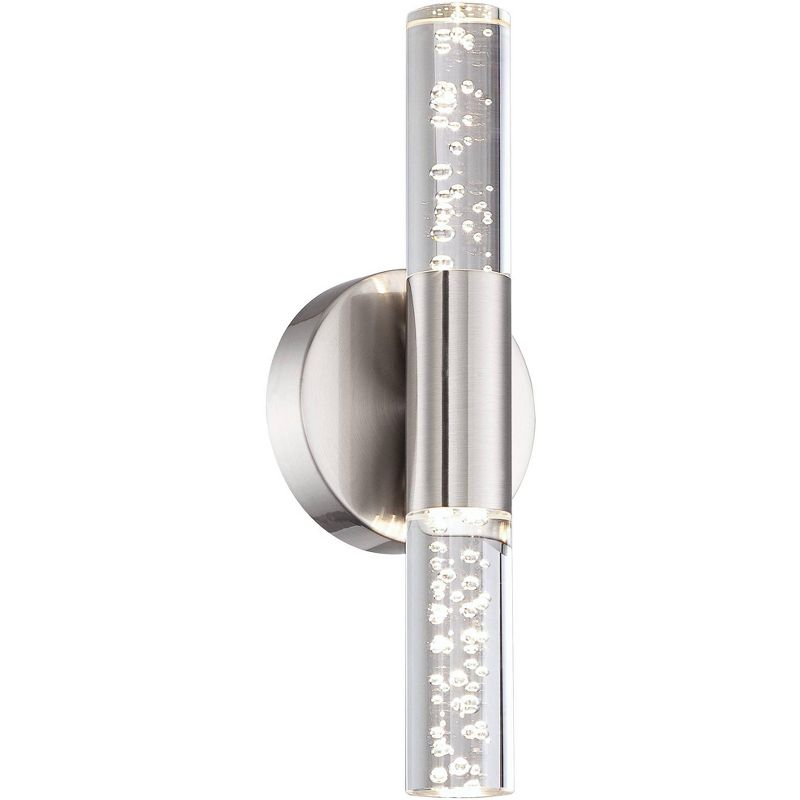 Possini Euro Design Modern Wall Light LED Brushed Nickel 13" Bubble Acrylic Sconce Fixture for Bathroom Bedroom