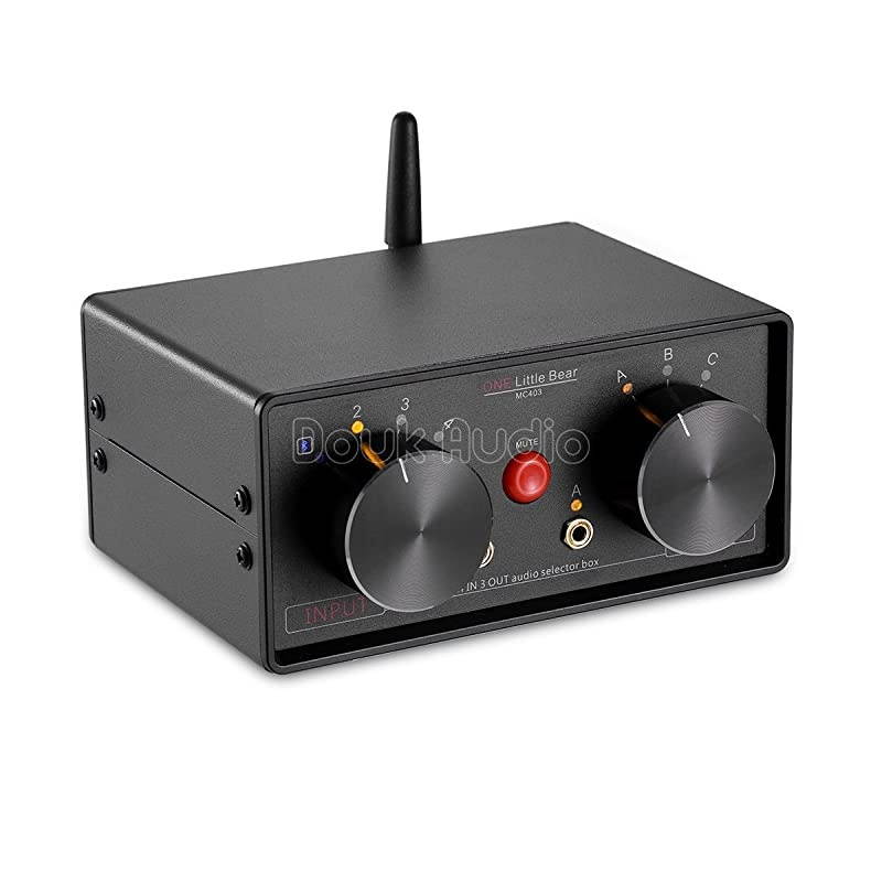 Little Bear MC403 Mini 4IN3OUT Audio Selector Box 35mm RCABluetooth Switcher SpeakerAmplifier Selector Splitter Box Bluetooth 40 Receiver Passive Preamp 35mm amp RCA amp BT