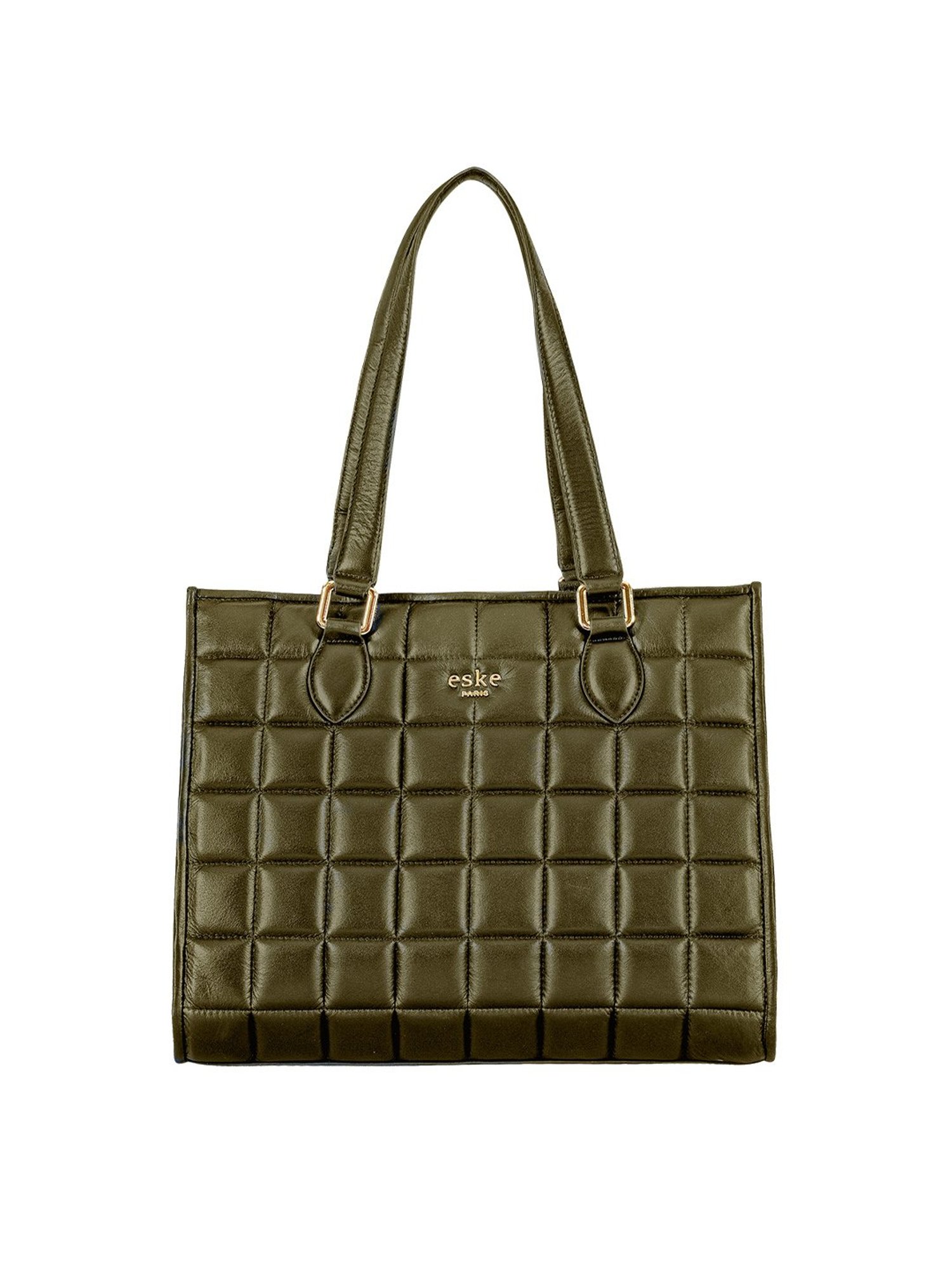 Eske Green Quilted Large Tote Handbag