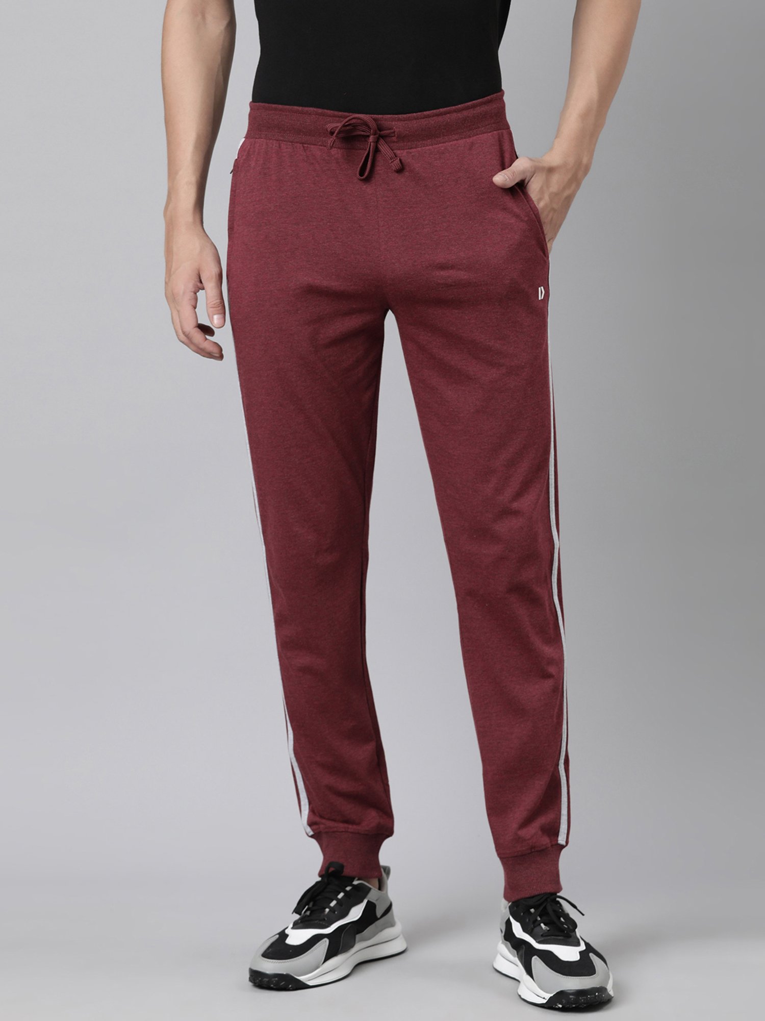 Dixcy Scott Originals Burgundy Melange Regular Fit Striped Joggers