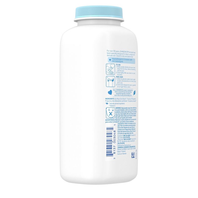 Johnson's White Baby Powder with Cornstarch - 9oz