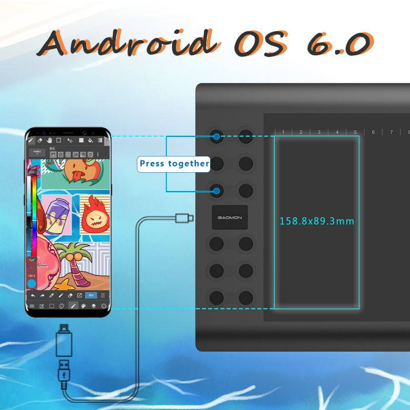 GAOMON M106K PRO 10 x 6.25 Graphics Drawing Tablet with 8192 Levels Tilt Supported Battery-Free Stylus and 12 Hot Keys for Windows/mac/Android OS