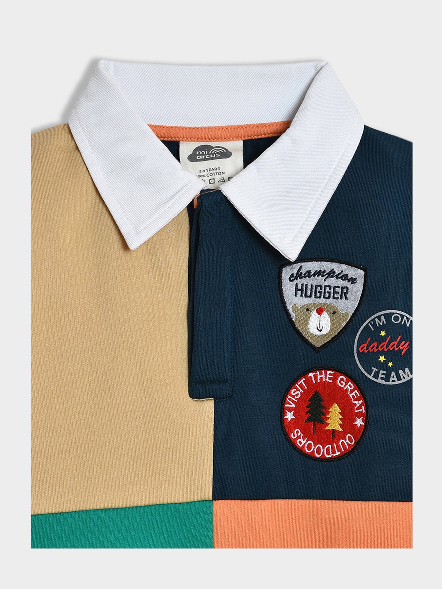 MiArcus Boys Multicolor Color Block Full Sleeves Polo T-Shirt