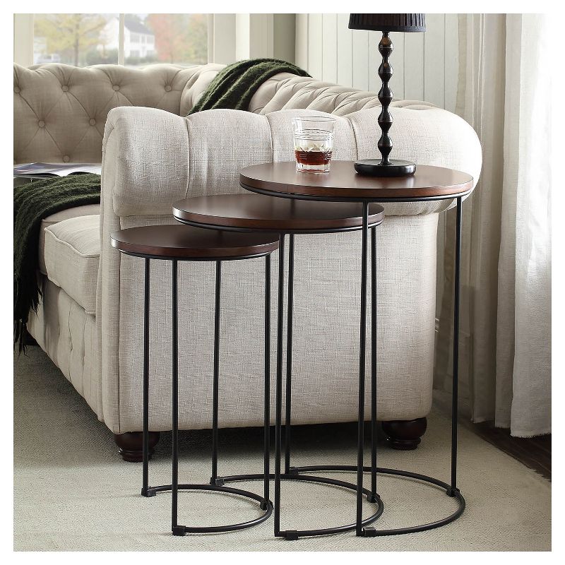 Eloise Nesting Table Set - Chestnut/Black - Carolina Chair and Table