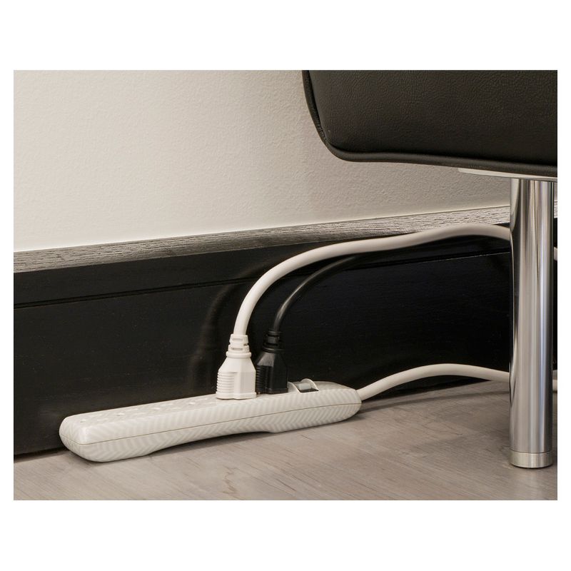GE General Purpose 6-Outlet Power Strip with 4ft Extension Cord, Striped Design, White, Gray