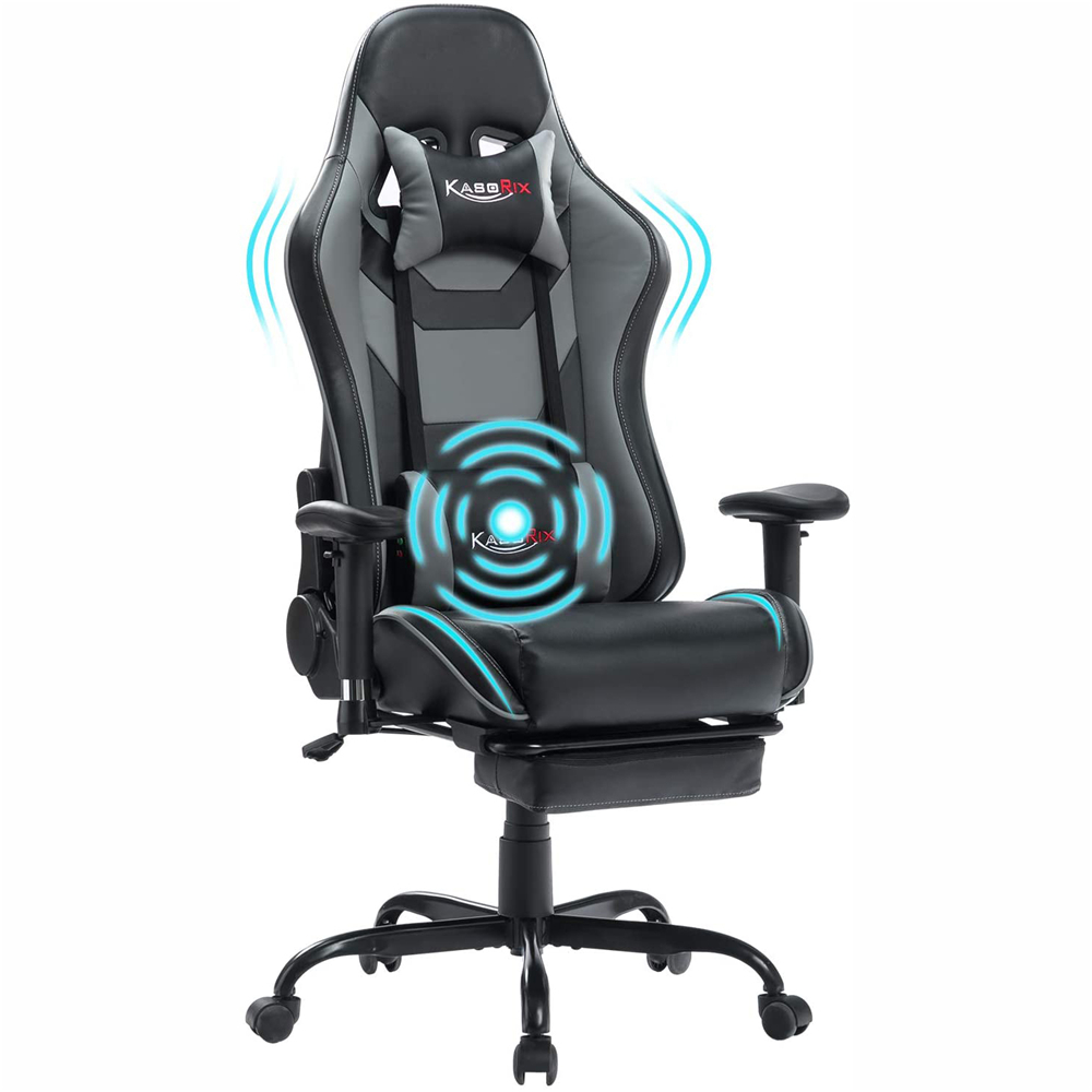 KASORIX Ergonomic Gaming Chair High Back Racing Chair with Footrest Massage Computer Gaming Chair Reclining Home Office Chair with Headrest and Lumbar Support