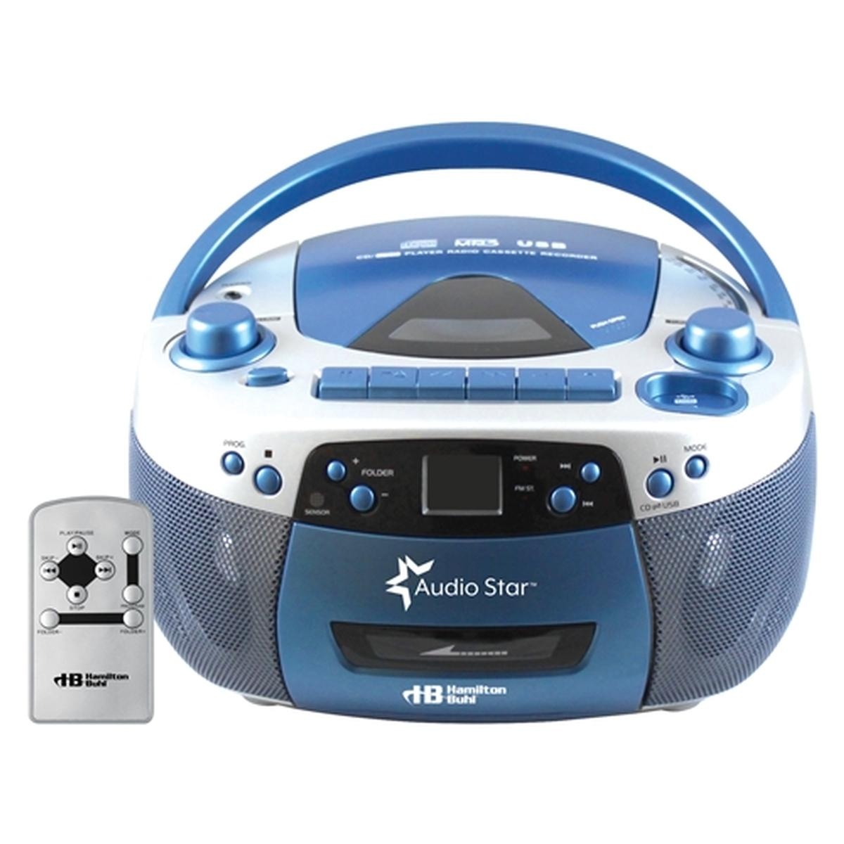 Hamilton Buhl AudioStar Boombox Radio, CD, USB, Cassette Player with Tape and CD to MP3 Converter