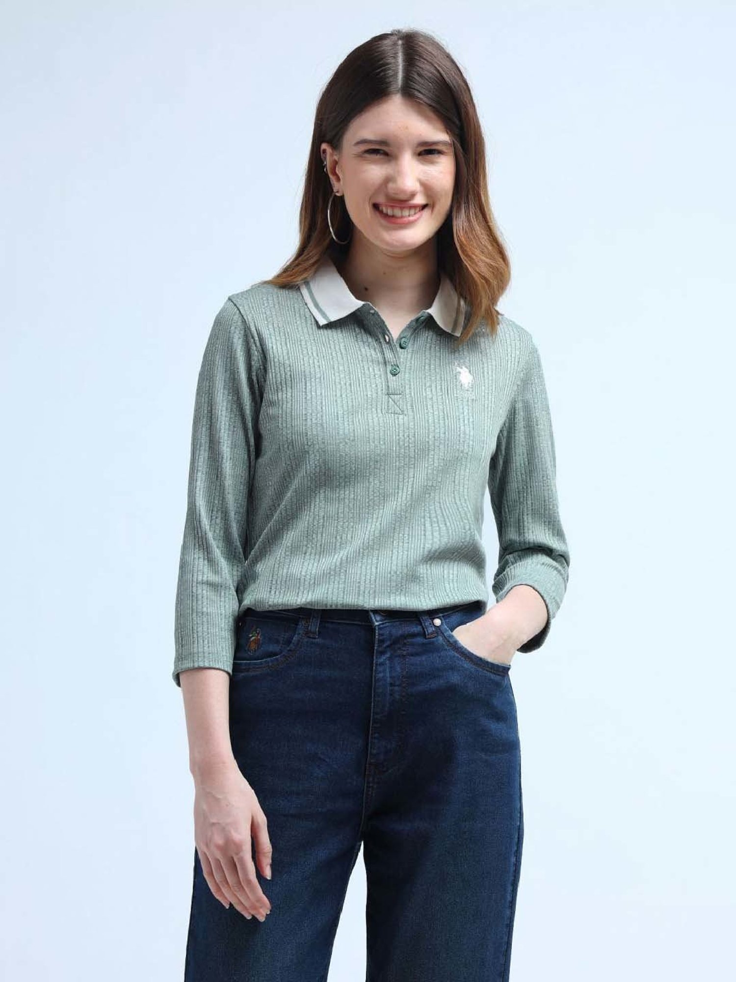 U.S. Polo Assn. Green Self Pattern T-Shirt