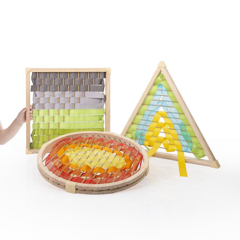 Guidecraft Children's Jumbo Weaving Frames With 3 Oversized Geometric Frames