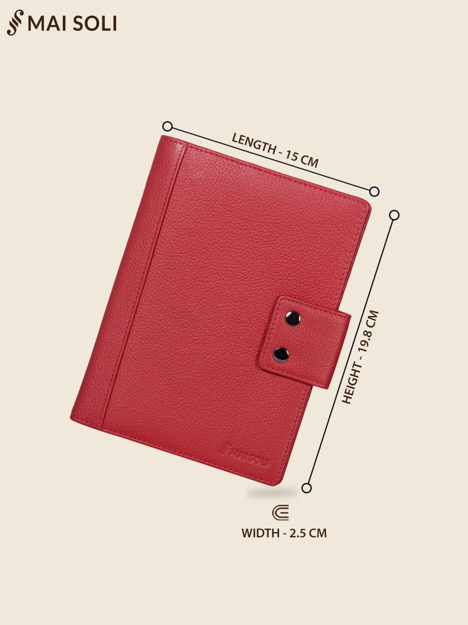 Mai Soli Safari Red Formal Leather Passport Wallet for Unisex