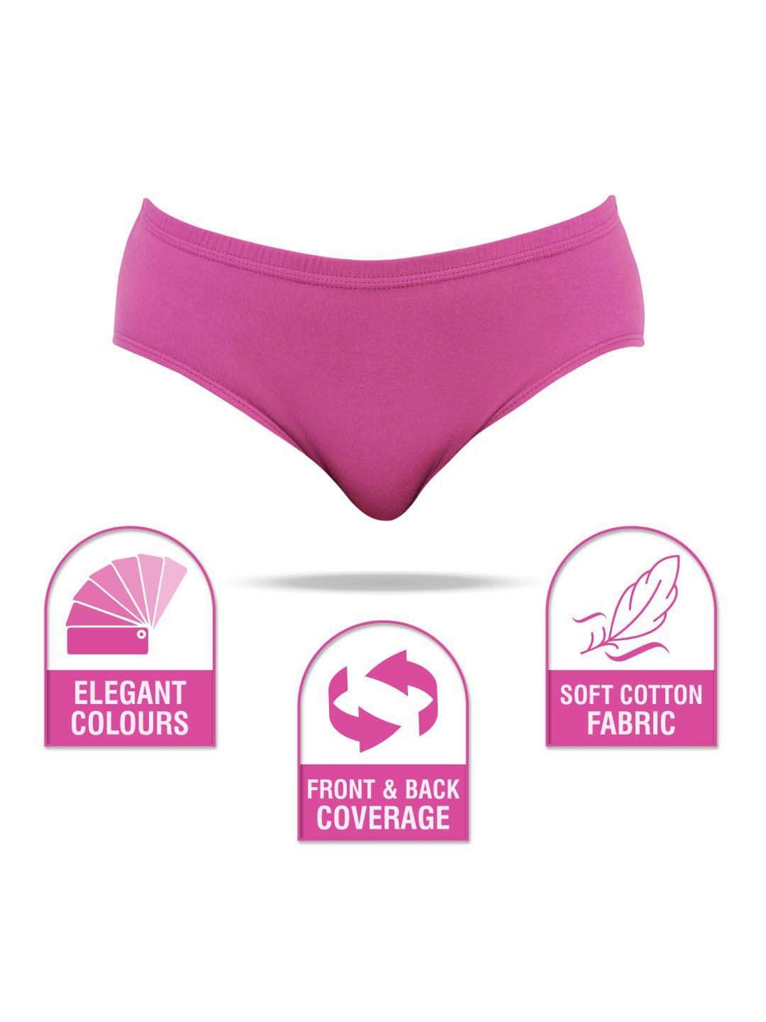 FEELINGS Assorted Color Cotton Plain Hipster Panties - Pack of 3