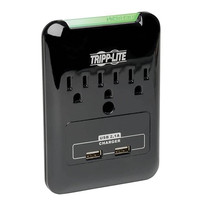 Lite 3 Outlet Portable Surge Protector Power Strip Direct Plug in 2 USB $5000 Insurance SK30USB