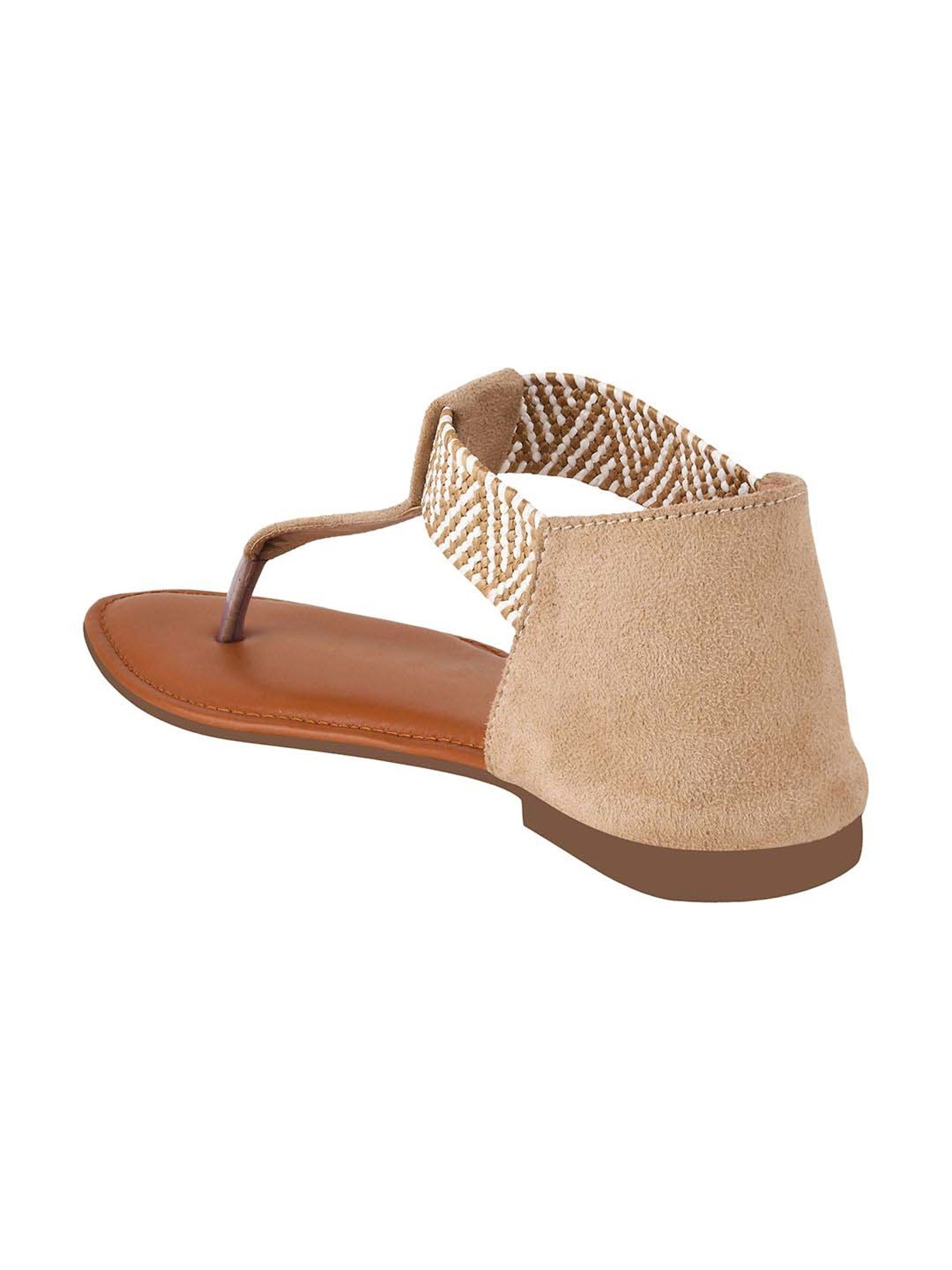 Shoetopia Kids Cream & Brown T-Strap Sandals