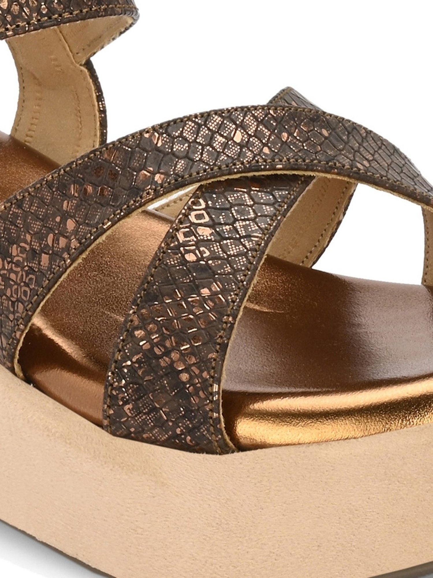 Clog London Women's Copper Ankle Strap Wedges