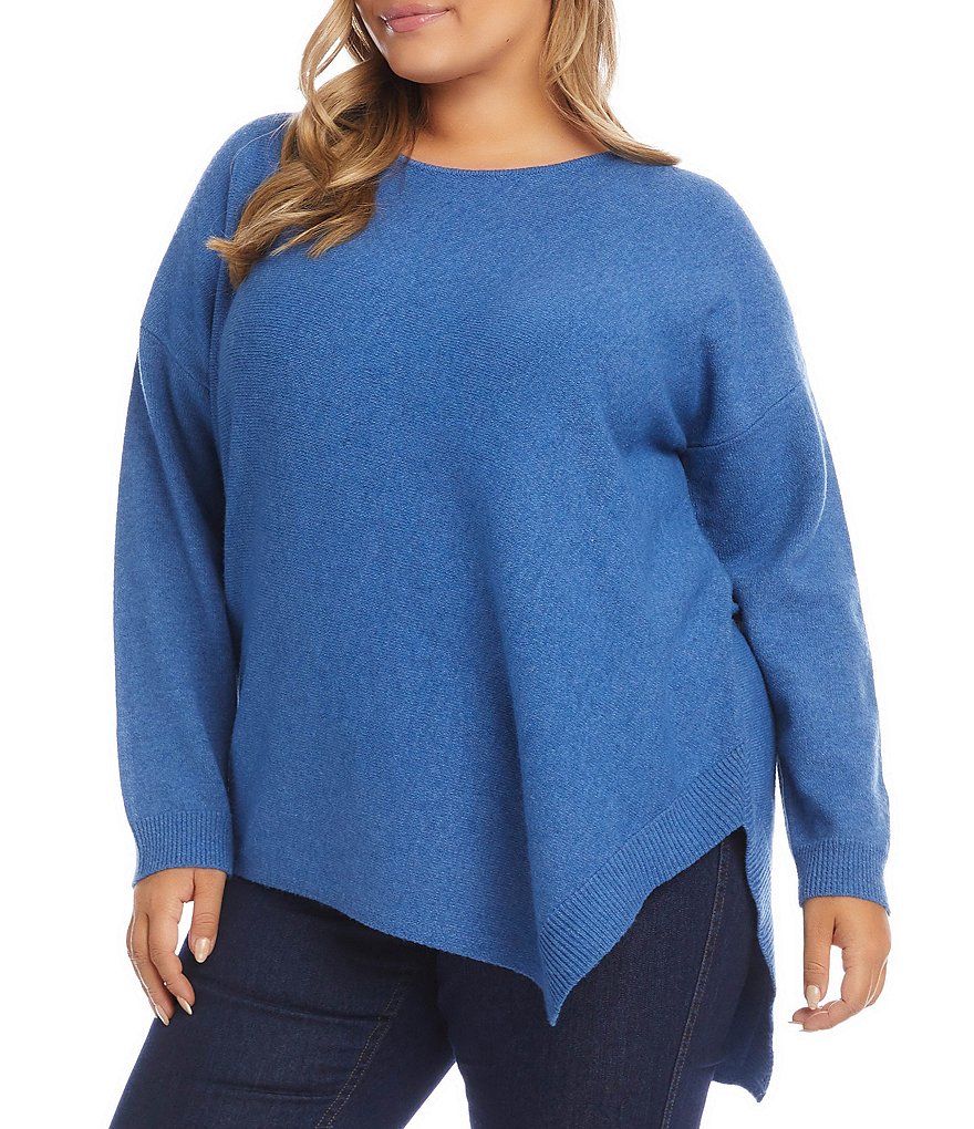 Ruby Rd. Plus Size Ombre Striped 3/4 Sleeve Button Front Long Cardigan