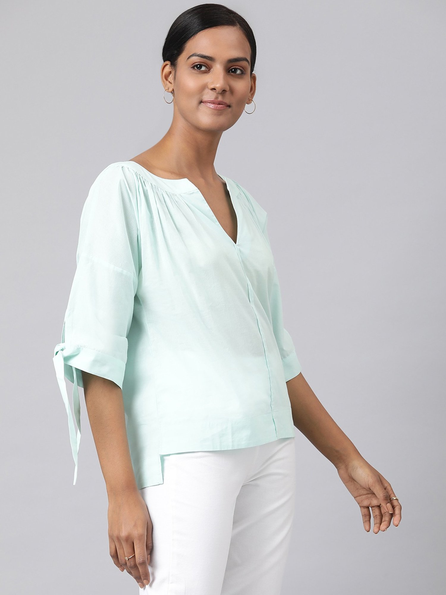 Fabindia Blue Cotton Printed Top