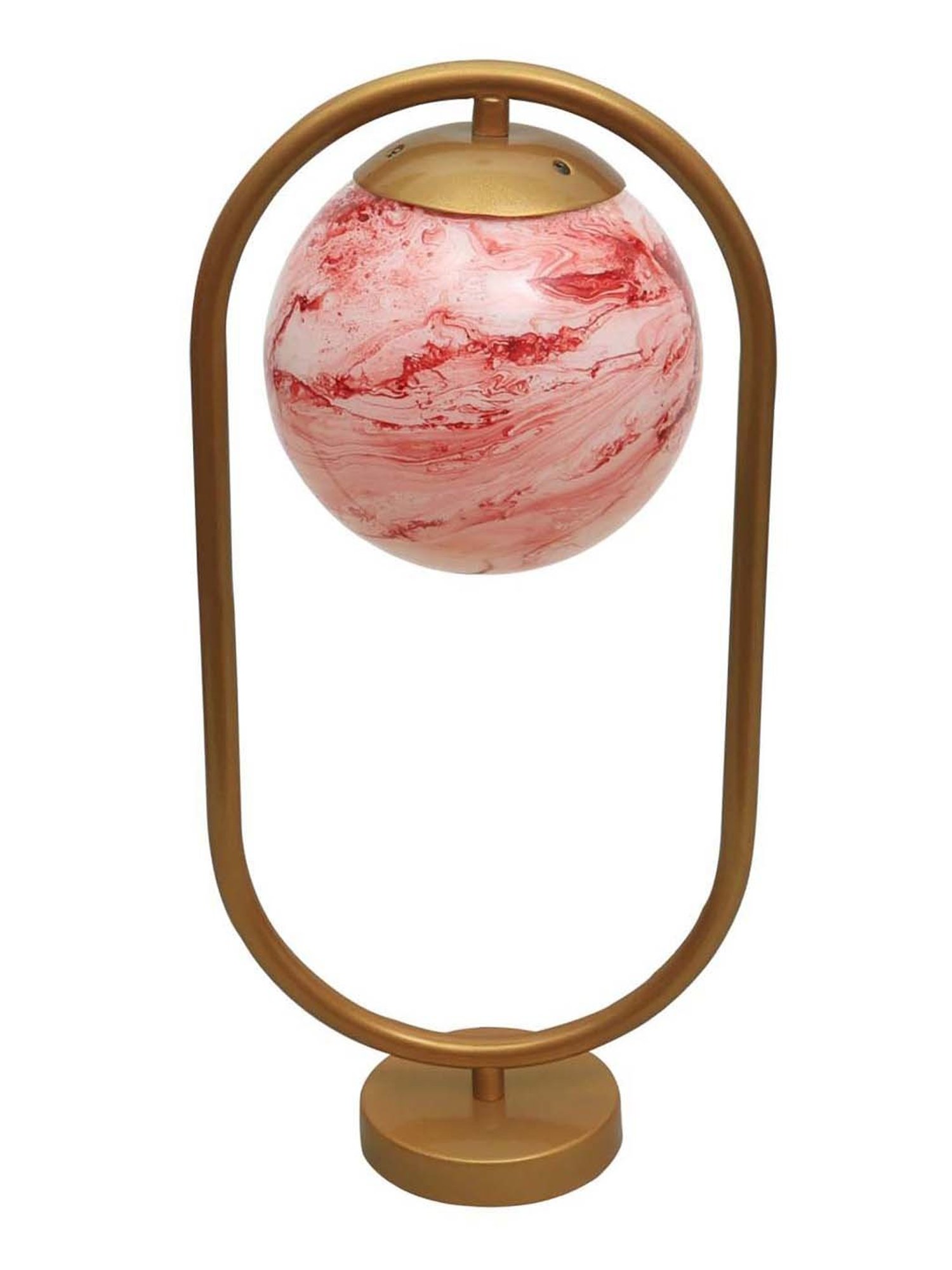 Homesake Red & Golden Metal Bedside Globe Desk Lamp