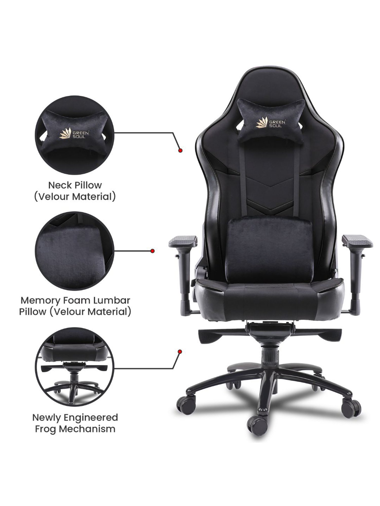 Green Soul Monster T Black PU Leather Premium Gaming Chair