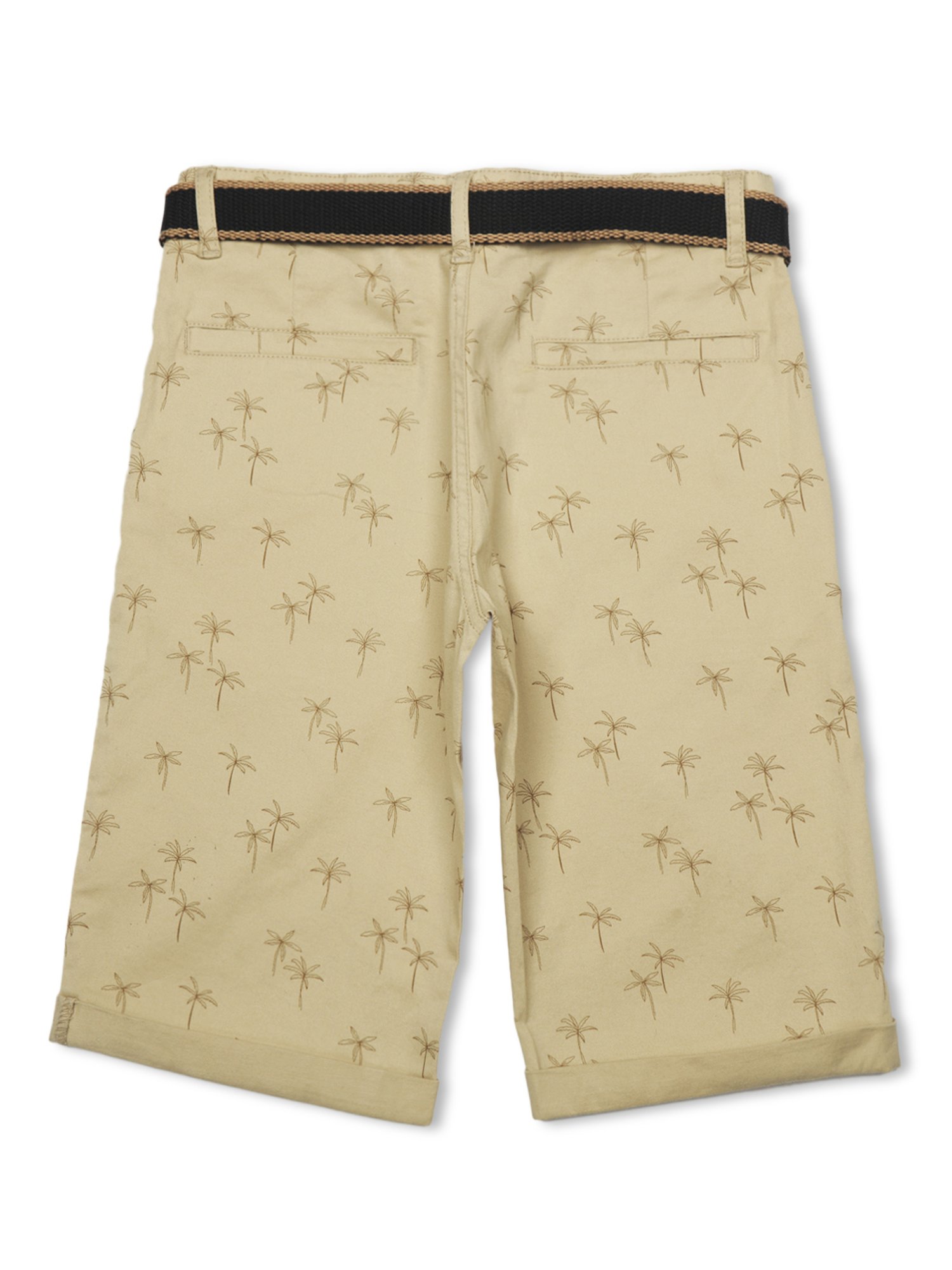 Gini & Jony Kids Khaki Printed Bermuda with Belt