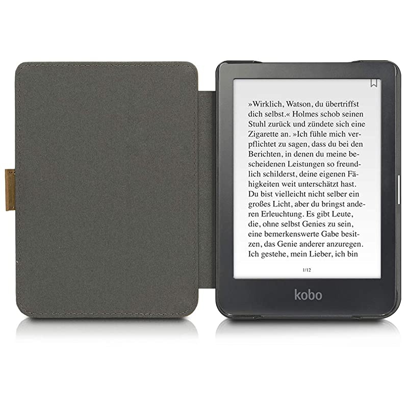 Case Compatible with Kobo Clara HD Genuine Leather eBook Cover Brown
