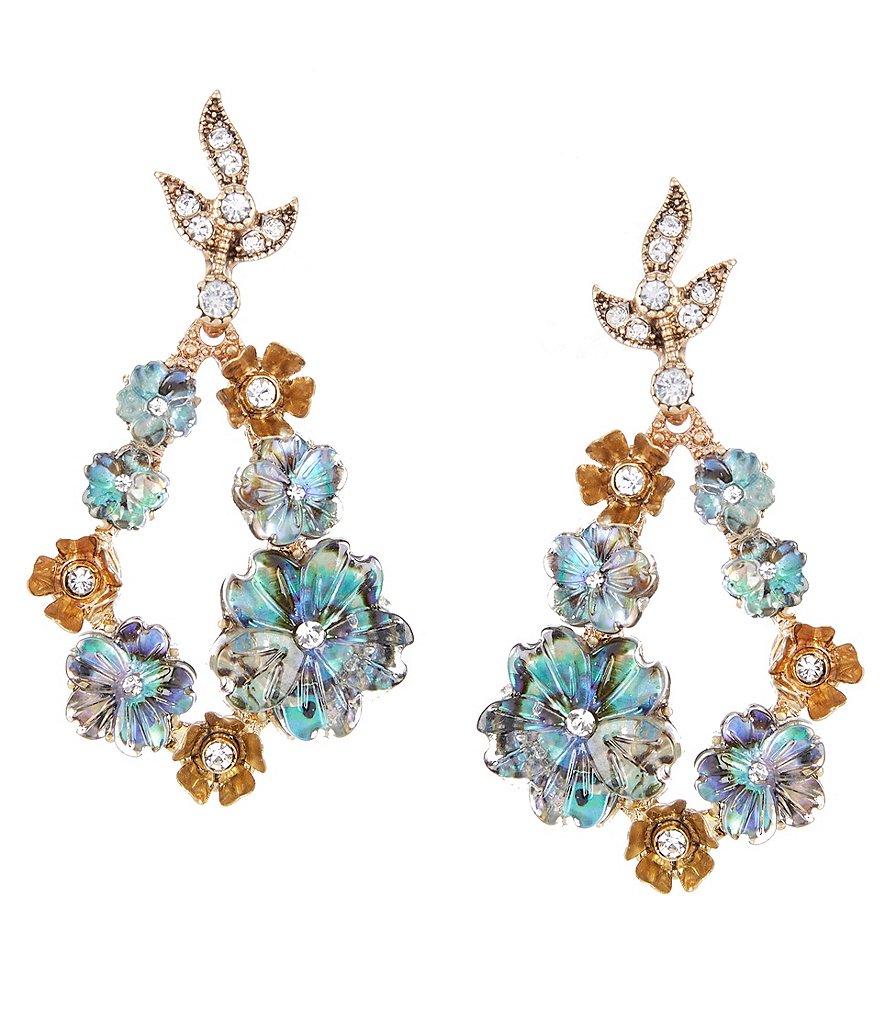 Lonna & Lilly Abalone Flower Open Drop Statement Earrings