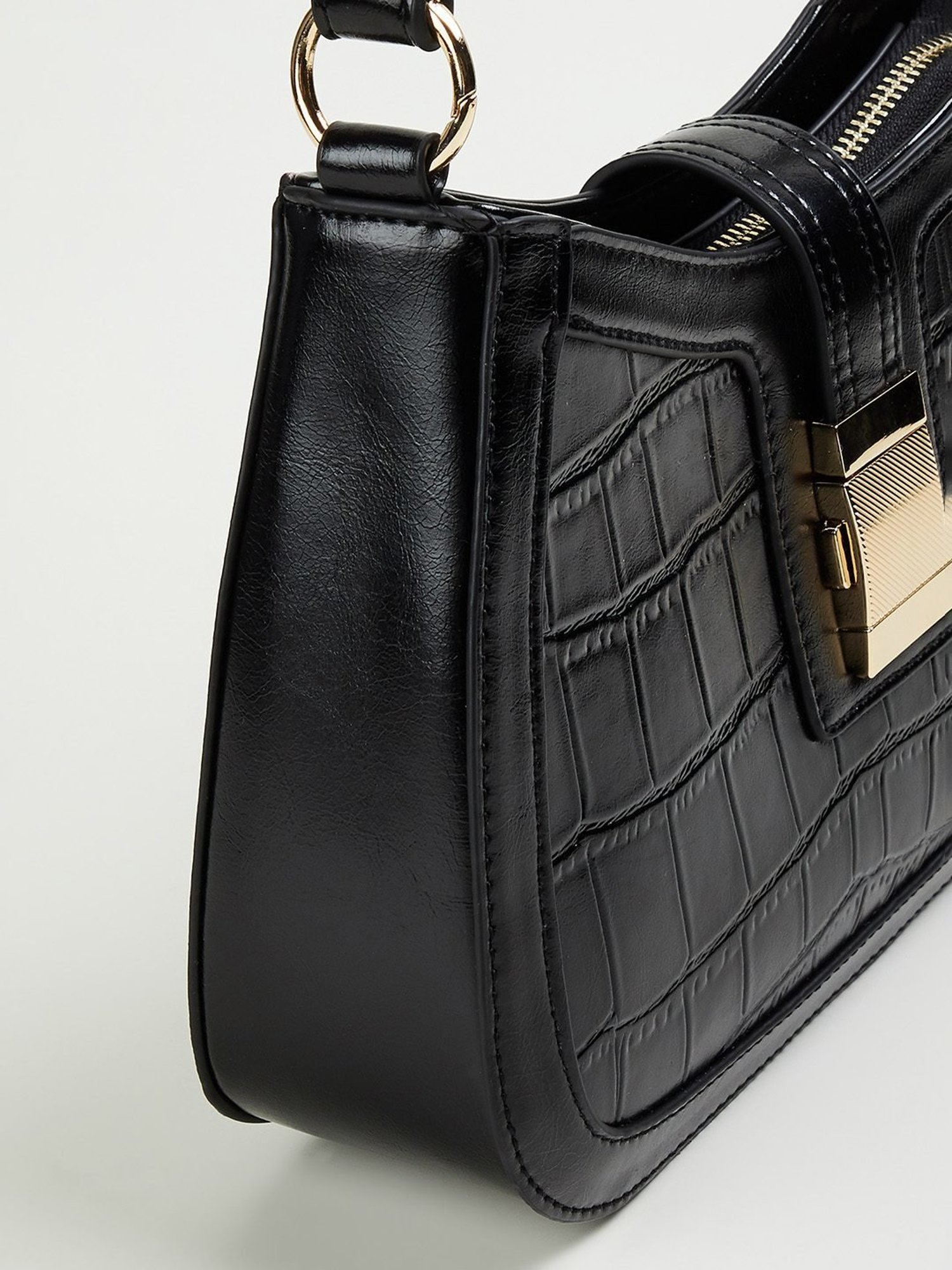 Code by Lifestyle Black Textured Hobo Bag