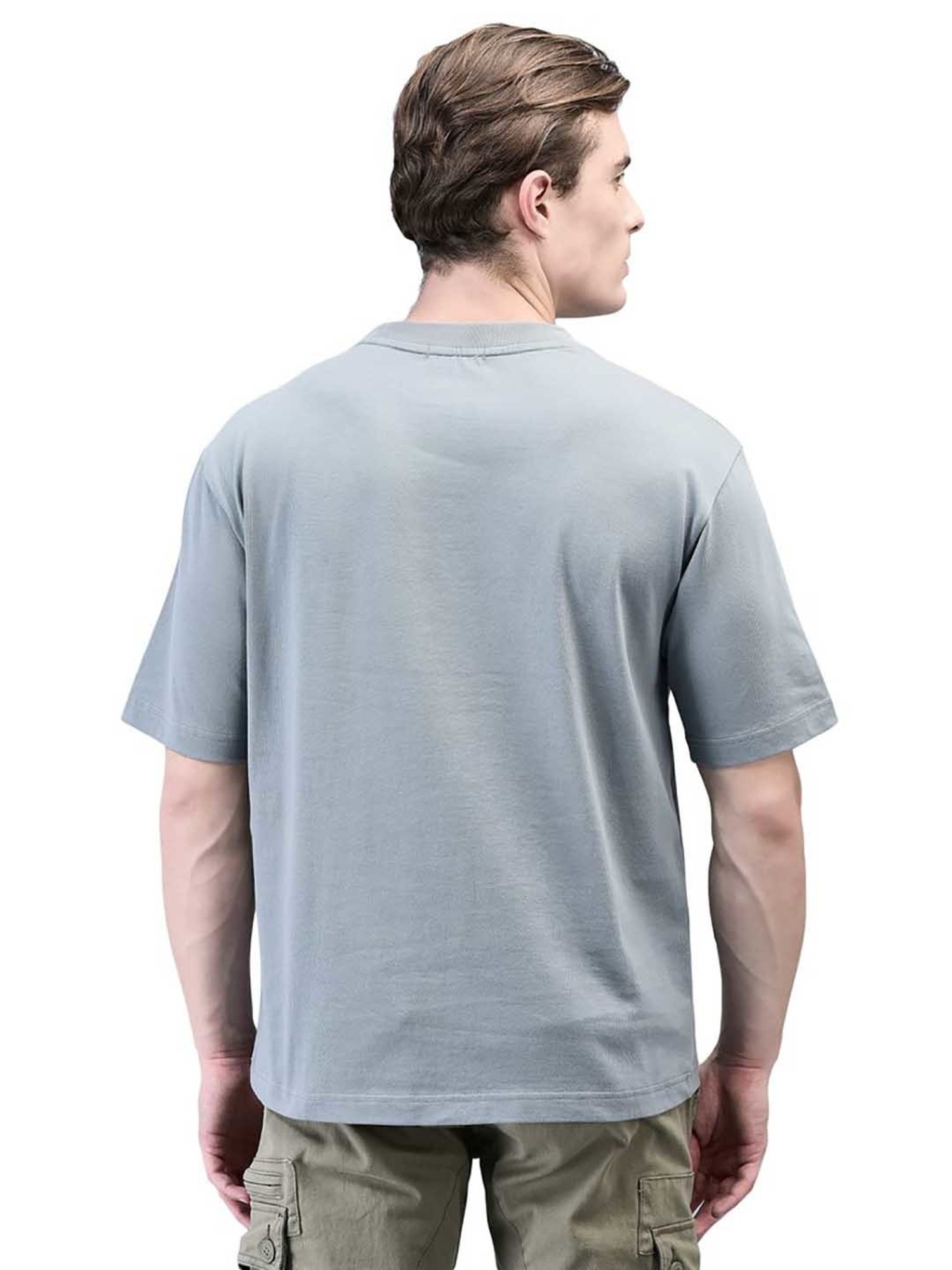 Woodland Greyish Blue Regular Fit Crew T-Shirt
