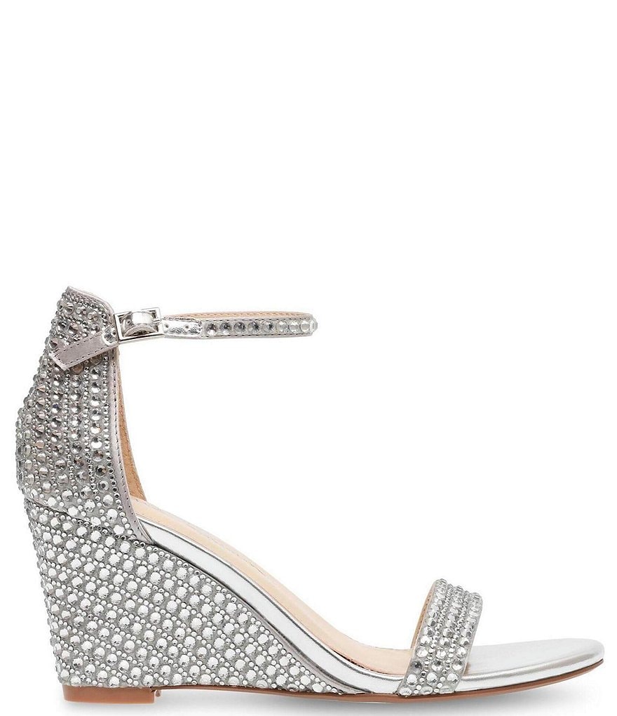 Blue by Betsey Johnson Debie Rhinestone Embellished Wedge Dress Sandals