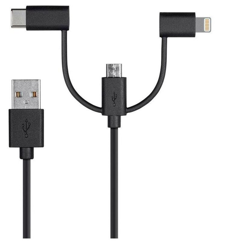 Tripp Lite USB-A to Lightning, USB Micro-B and USB-C Sync/Charge Cable, Black, 6 ft.