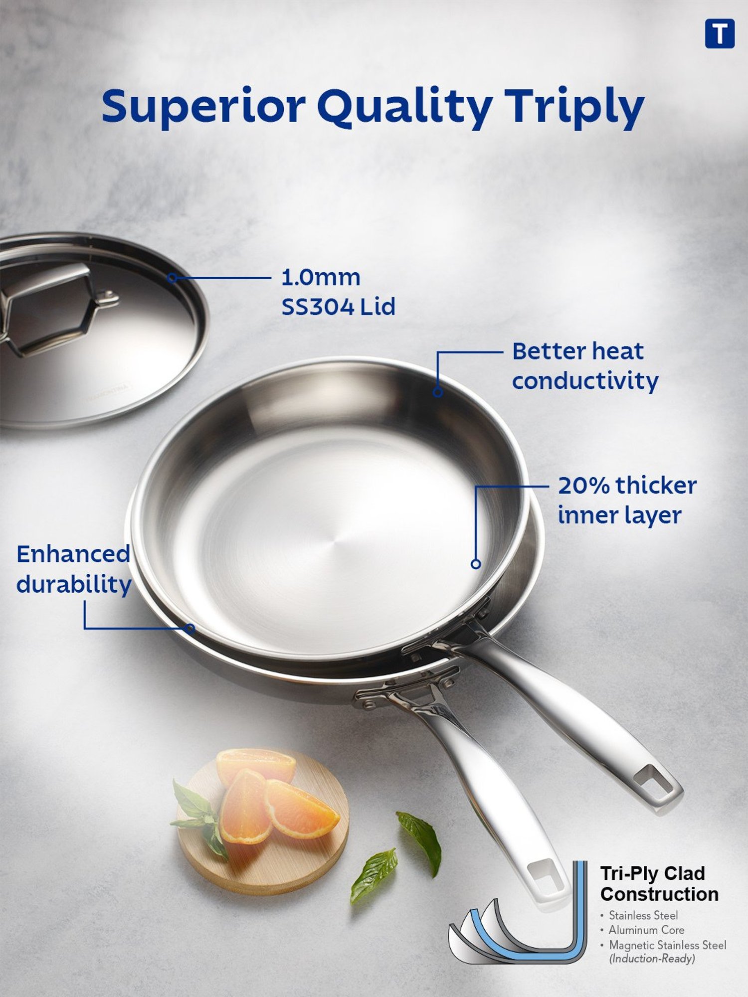 HAZEL Silver Induction Bottom Tope Stainless Steel Patila - 17.7 cm (2500 ml)