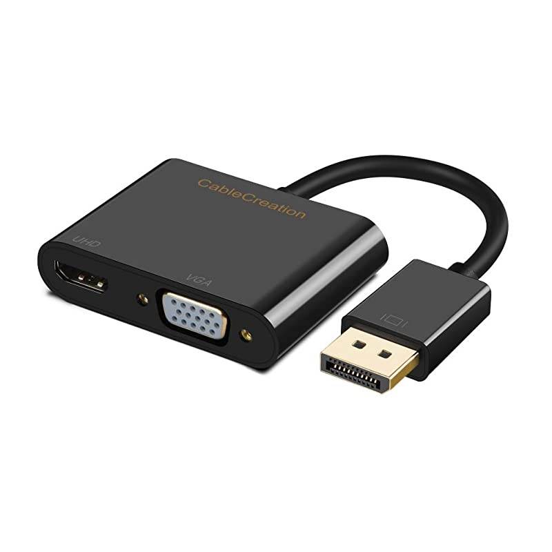 Active DisplayPort to HDMI VGA Adapter  2 in 1 DP Hub DP to HDMI VGA Converter HDMI 20 Support UHD 4K60Hz VideoAudio Black