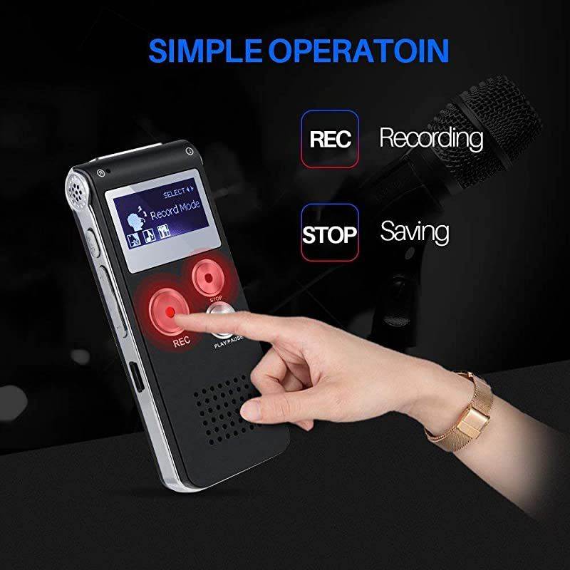 Voice Recorder  R01 Digital Voice Activated Recorder Sound Audio Dictaphone Double Sensitive Microphone Metal Body AB Repeat Mini Lecture Recorder