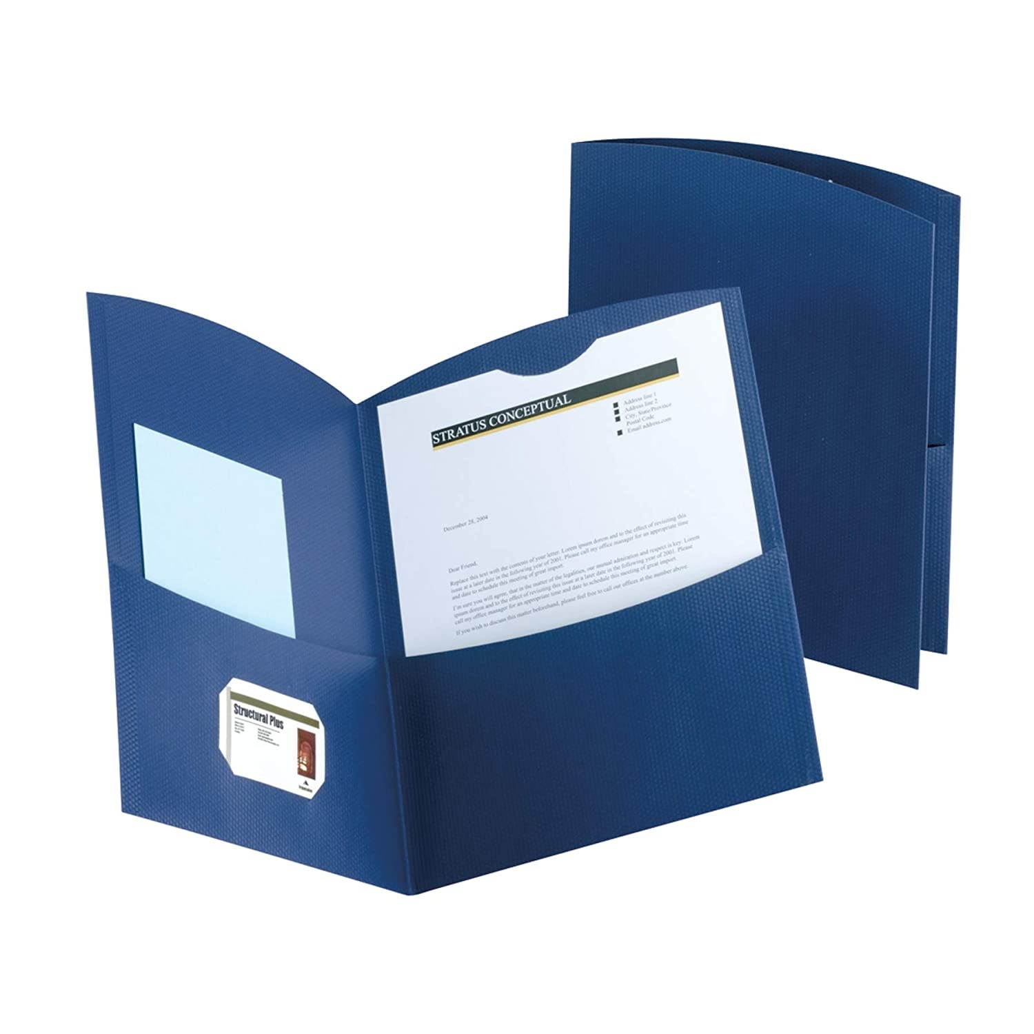 Esselte Contour Two-Pocket Folders, Dark Blue, Letter Size, 25 per Box, (OXF5062523)