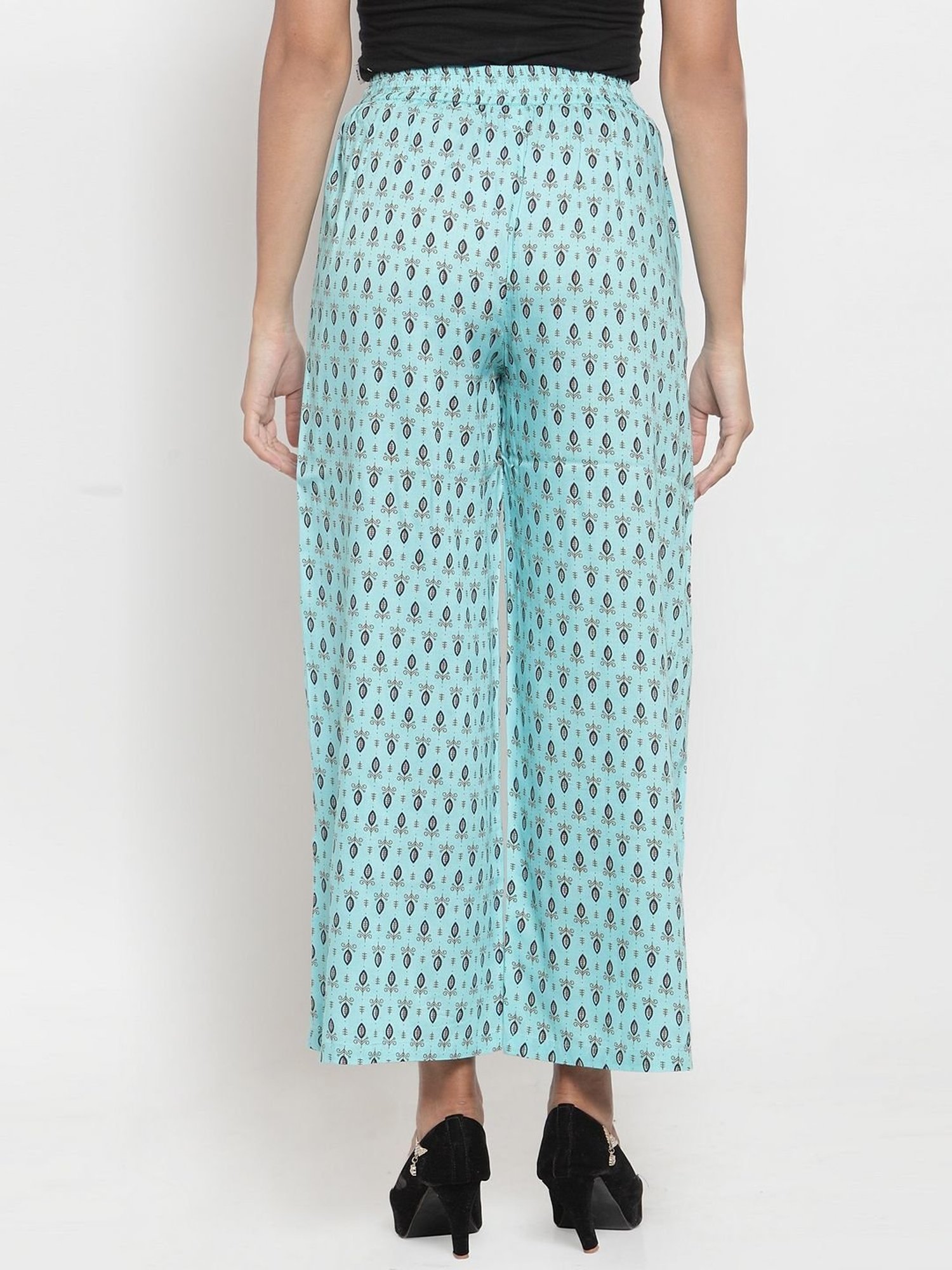 Indibelle Turquoise Printed Palazzos