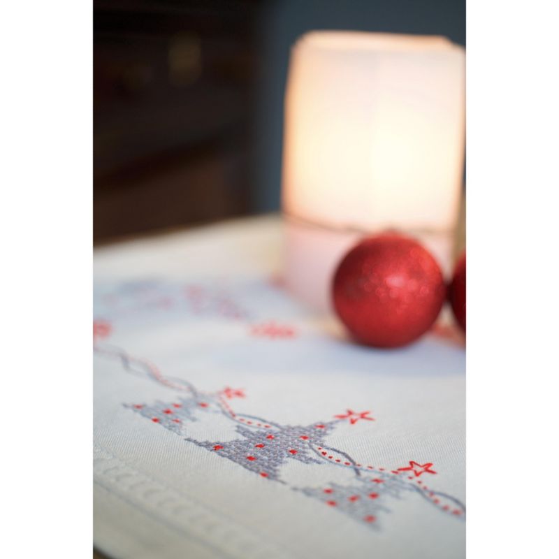 Vervaco Stamped Table Runner Cross Stitch Kit 16"X40"-Christmas Trees