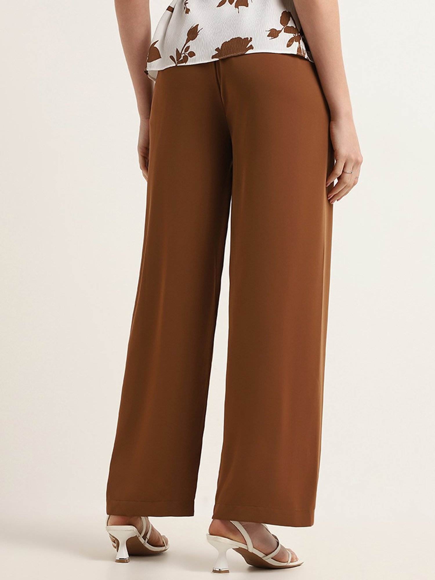 Wardrobe by Westside Brown Wide-Leg Fit Trousers