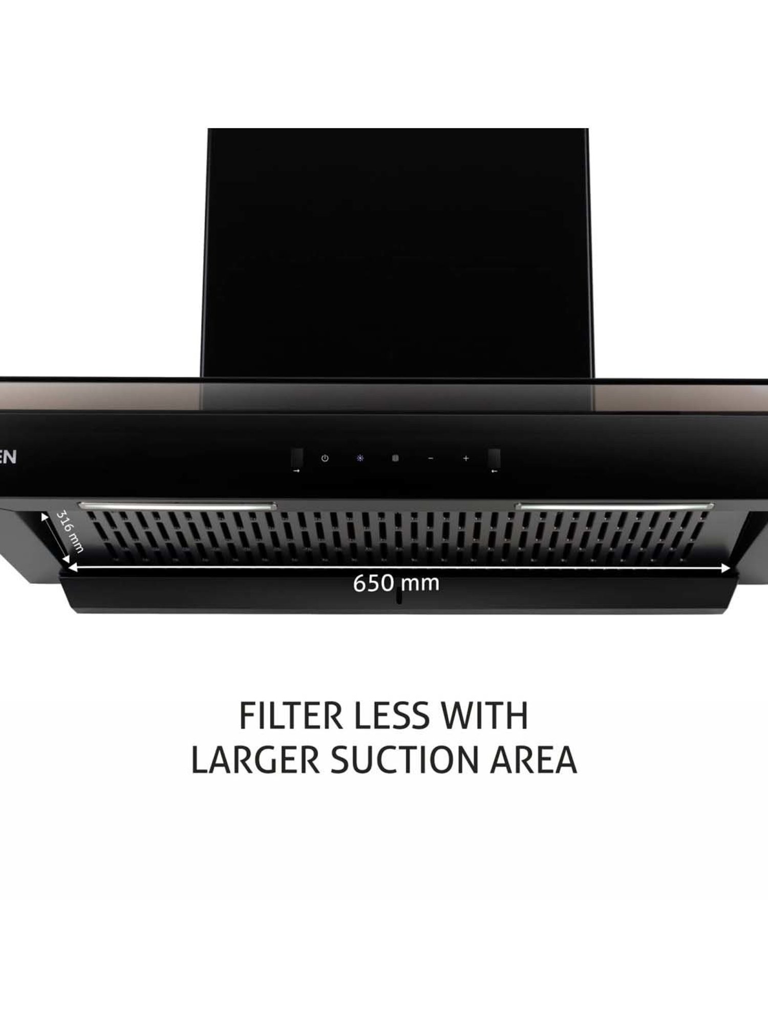 Glen CH6062SLBLAC60 1200CMH 60cm Wall Mounted Chimney (Black)