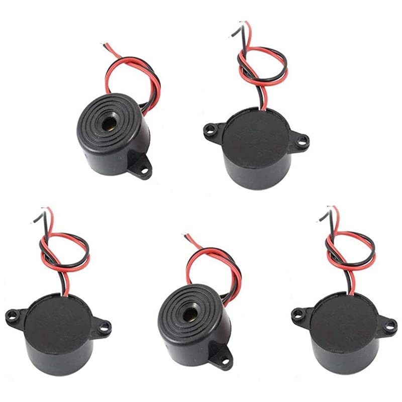 5PCS Electronic Buzzer Alarm Active Piezo DC 324V Continuous Sound Black ABS Housing