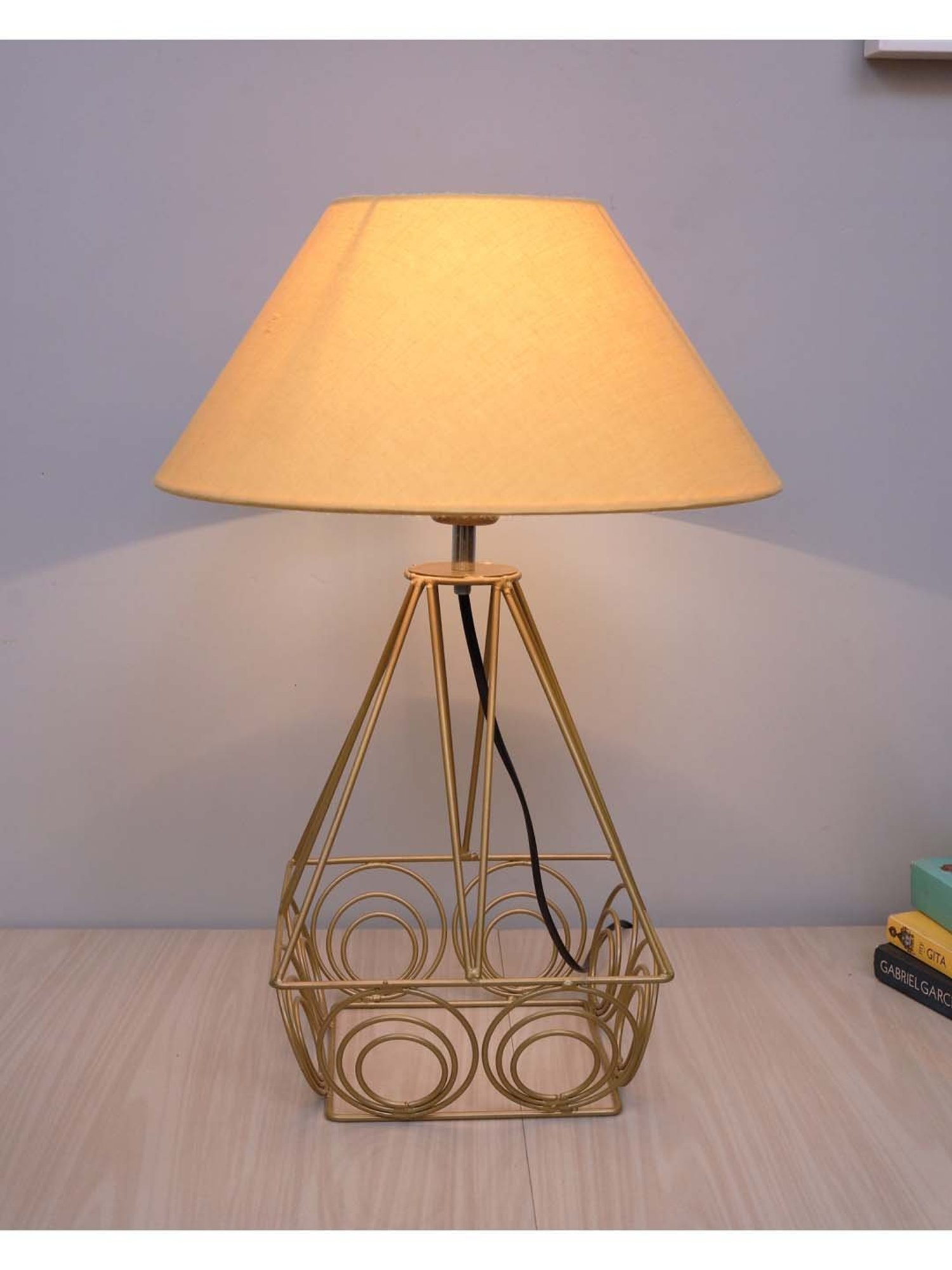 Homesake Modern Farmhouse Golden Metal Table Lamp with Bulb - Set of 1