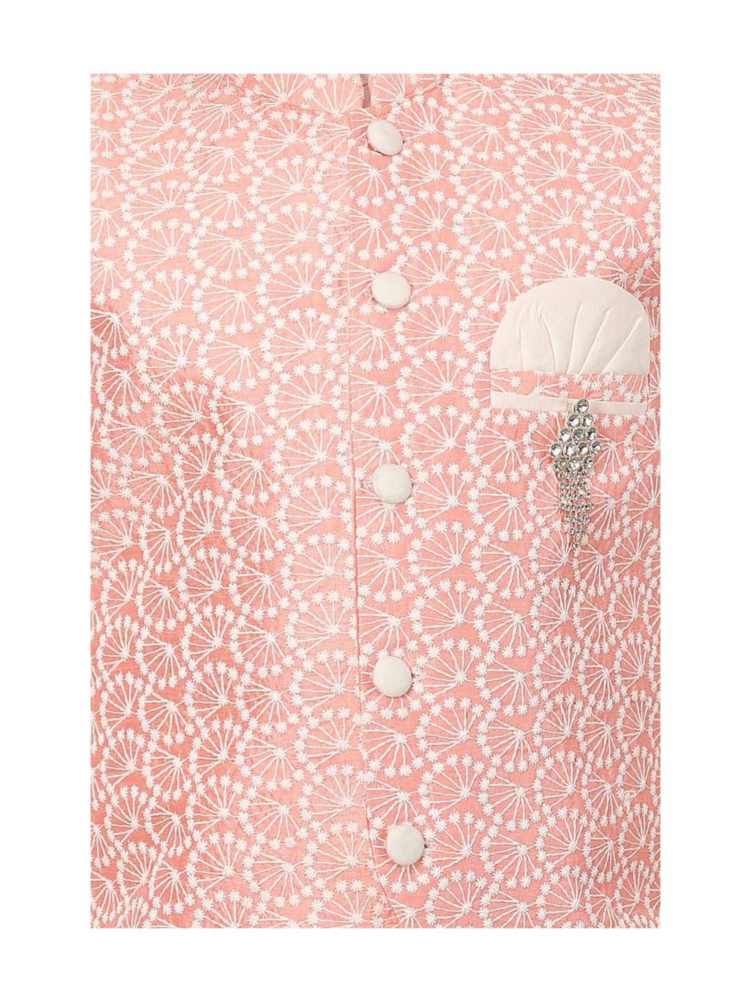 VASTRAMAY Boys Turquoise Floral Full Sleeves Indowestern