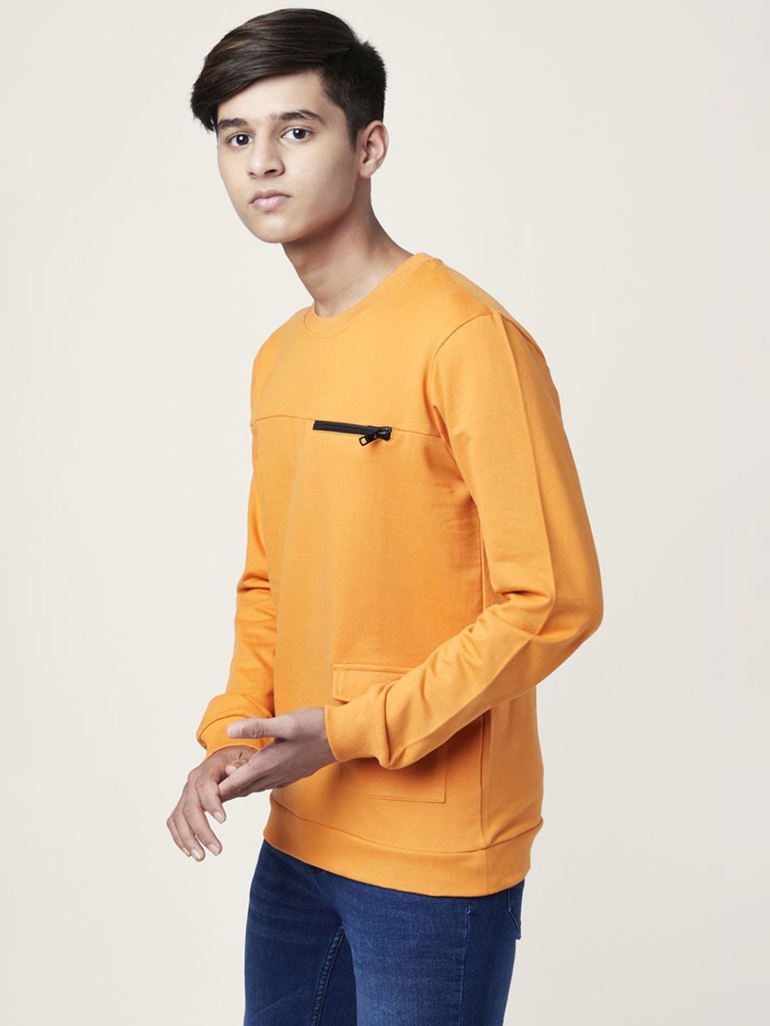 Coolsters by Pantaloons Kids Burnt Orange Cotton Regular Fit Full Sleeves Sweatshirt