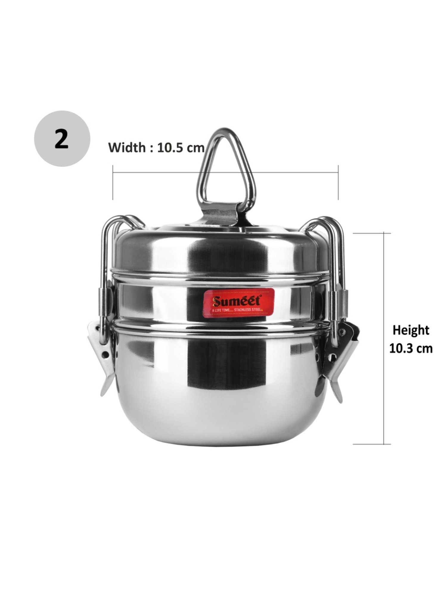 Borosil Grey Stainless Steel Lunch Box - Set of 4