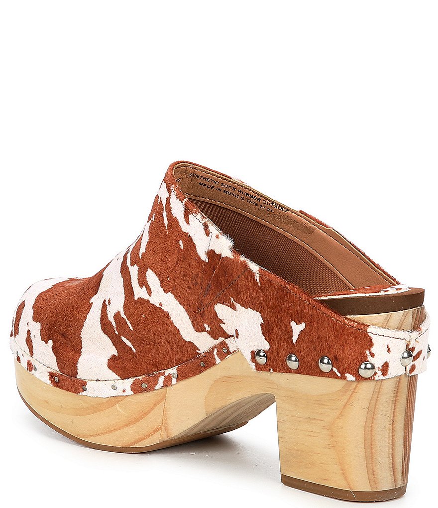 Chelsea & Violet Jana Cow Print Haircalf Clogs