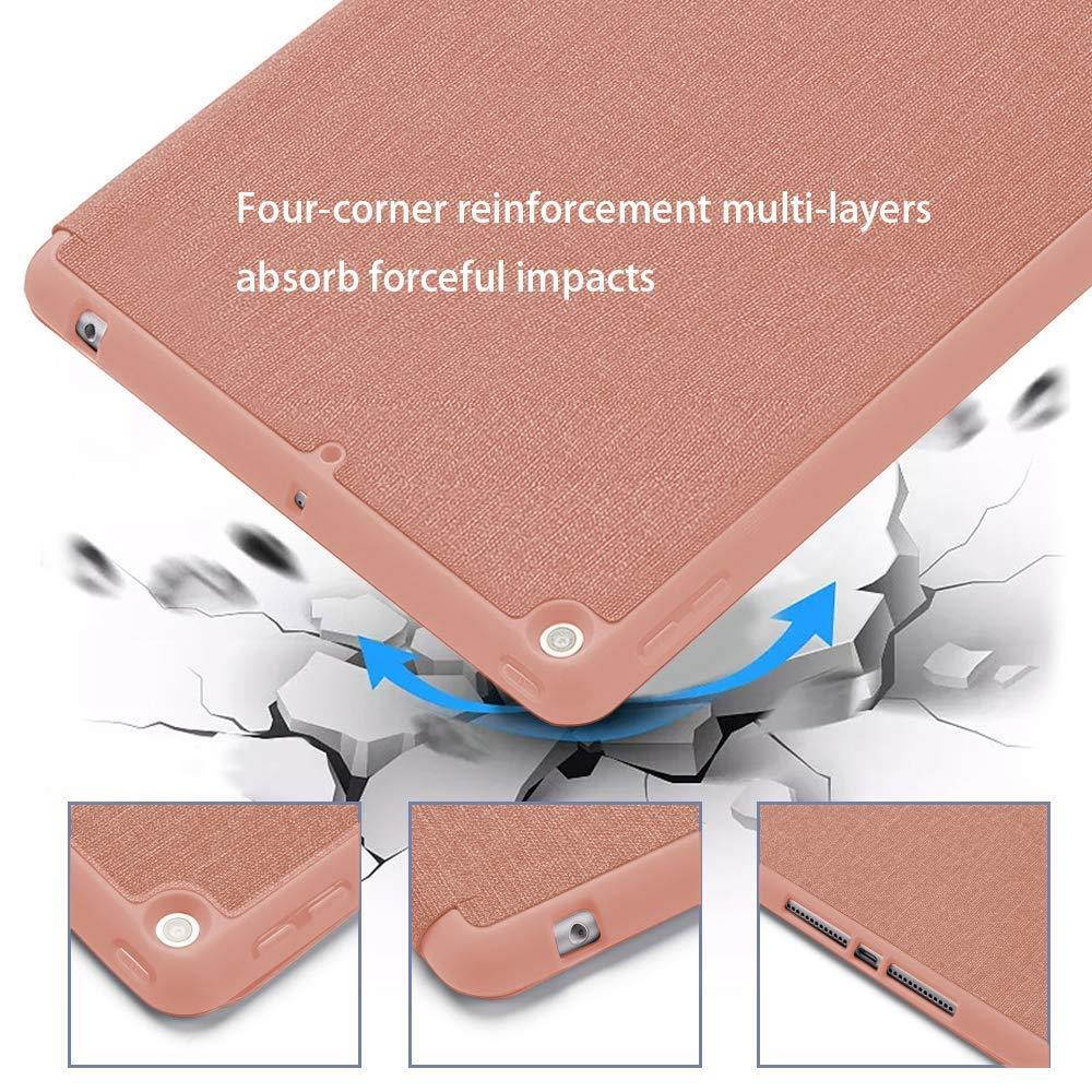 Soke New iPad 9.7 2018/2017 Case with Pencil Holder, Slim Fit Smart Case Trifold Stand with Shockproof Soft TPU Back Cover and Auto Sleep/Wake Function for iPad 9.7 inch 5th/6th Generation, Rose Gold
