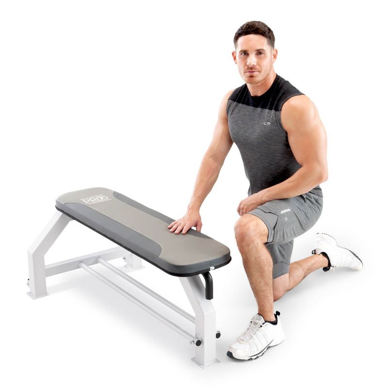 Marcy Pro Steel Utility Flat Weight Bench for Home and Gyms with Dumbbell Racks