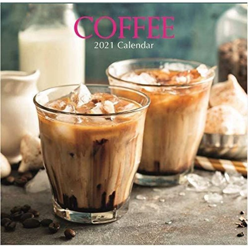 Juvale 2021 Wall Calendar 12" x 12" Monthly View, Coffee Relaxation Theme, 16-Month, with 180 Reminder Stickers