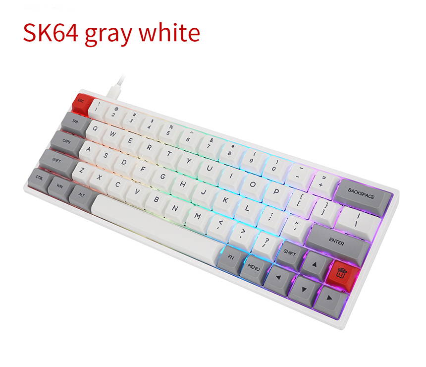 SK64 64 Keys Wired Mechanical Keyboard Gaming Keyboard with RGB Backlit, PBT Keycaps, Arrow Keys, IP6X Dustproof Waterproof Hot Swappable for Win/Mac/Gaming(Mechanical Optical Axis:Brown/Red )