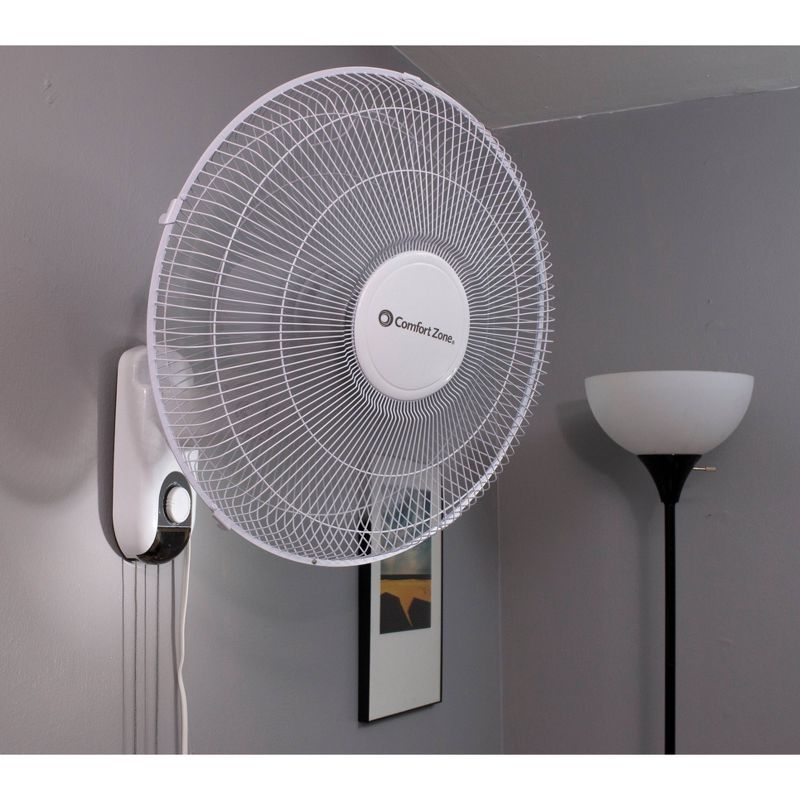 Comfort Zone 16" Oscillating Wall Fan White